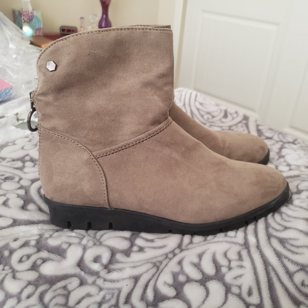 Basic Editions Gray Ankle Booties W/ Back Zipper - image 1